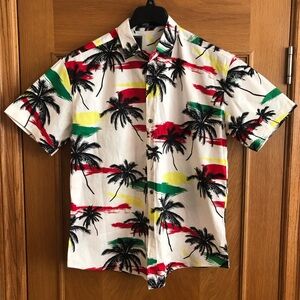 Polo Ralph Lauren Men's Tropical Palm Print Hawaiian Camp Button-Down Shirt Sz L